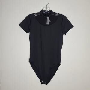 Kendall & Kylie black short sleeve bodysuit with mesh details - small